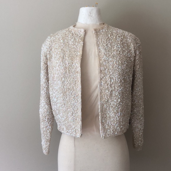 Vintage Cream AB Sequin Cardigan - Picture 5 of 7